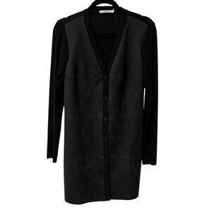 BAILEY44 SWEATER FAUX SUEDE KNIT SIZE S BUTTON FRONT MINIMALIST CAPSULE BLACK